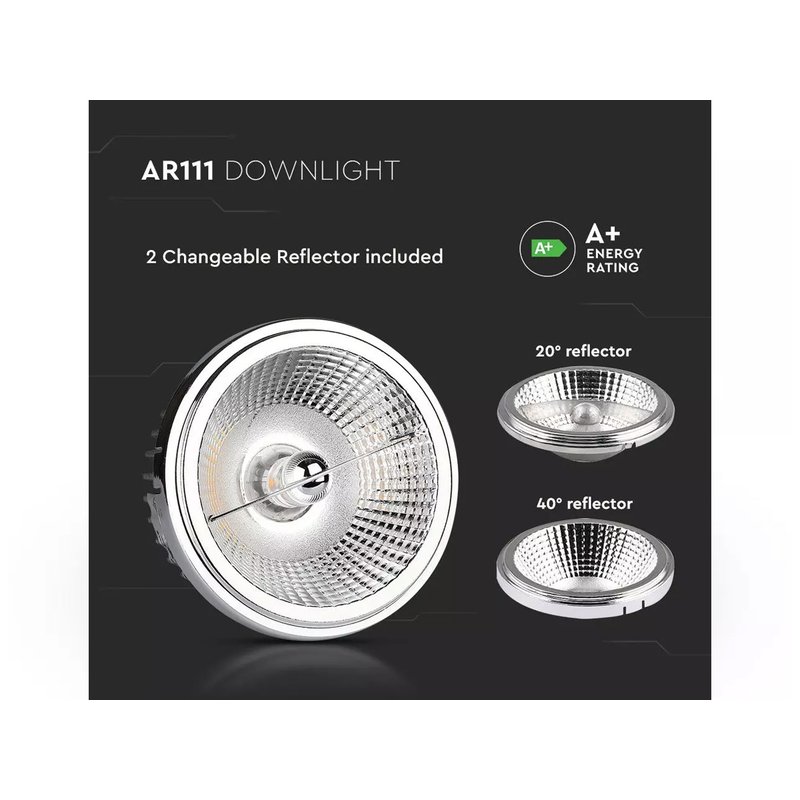 Lampada Faretto Led AR111 20W AC 220V Caldo 3000K Doppio Riflettori Intercambiabile 20 40 Gradi SKU-212792