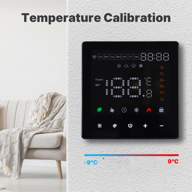 MeanWell Termostato WIFI Touch Protocollo WIFI 2.4G TUYA, Smart Life Quadrata Compatibile Con Scatola 502 Riscaldamento Caldaia a Gas Riscaldamento Pavimento Con Acqua Nero 3A 100-250V IP20