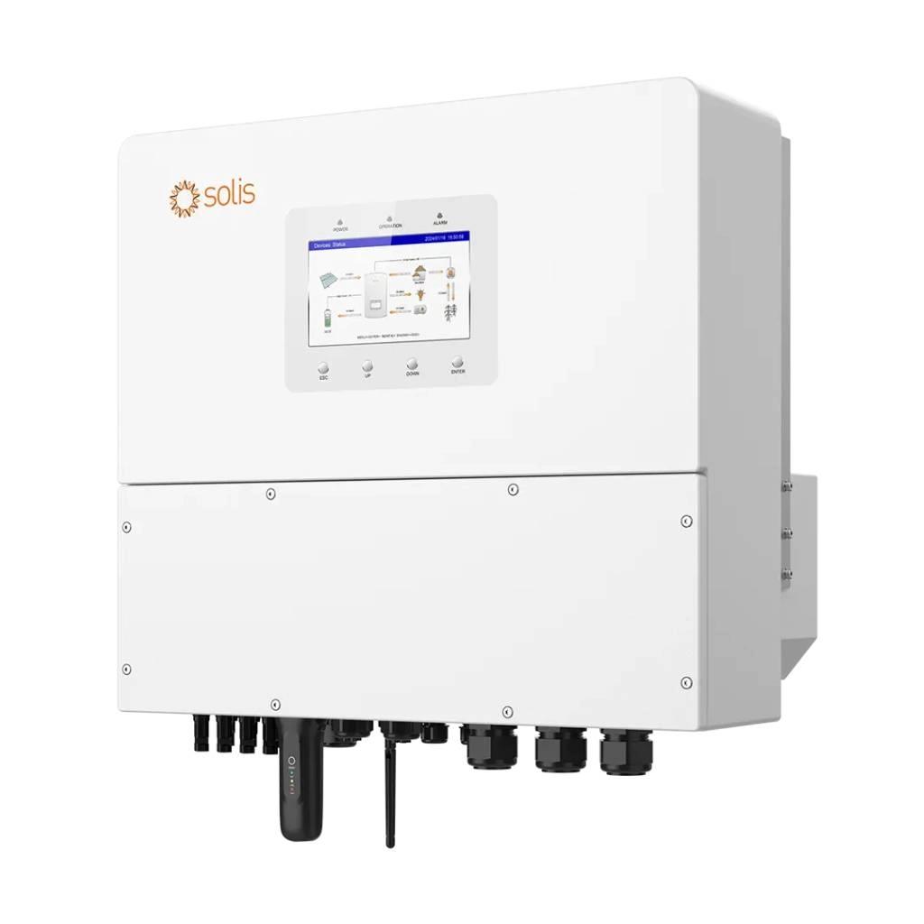 Inverter Fotovoltaico Alta Tensione Solis Trifase Ibrido On-Grid/Off-Grid 12kW, Quadruplo MPPT, CEI 0-21, Schermo LCD, Meter e TA Inclusi, Garanzia 10 Anni IP66