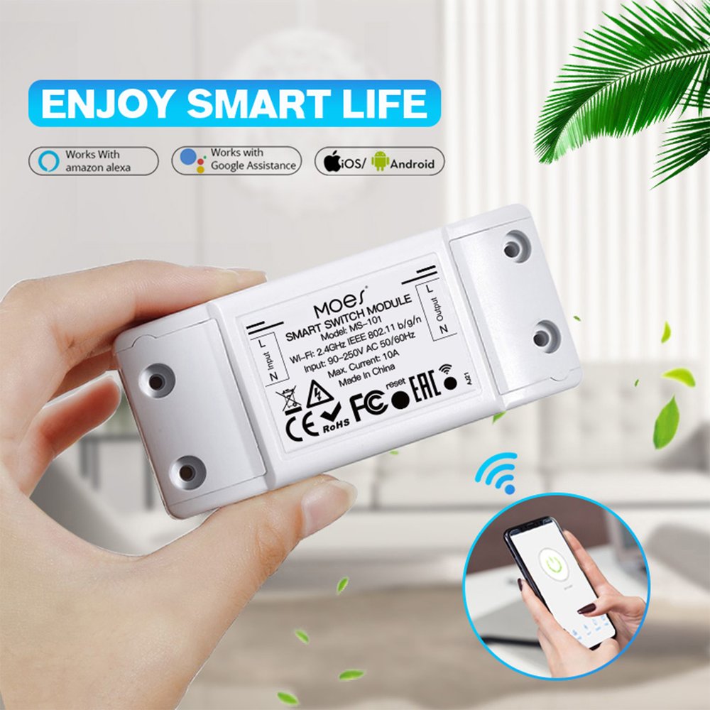 MeanWell Interruttore WIFI 10A WIFI 2.4G TUYA, Smart Life 10A AC 90-250V 50/60HZ 2200W