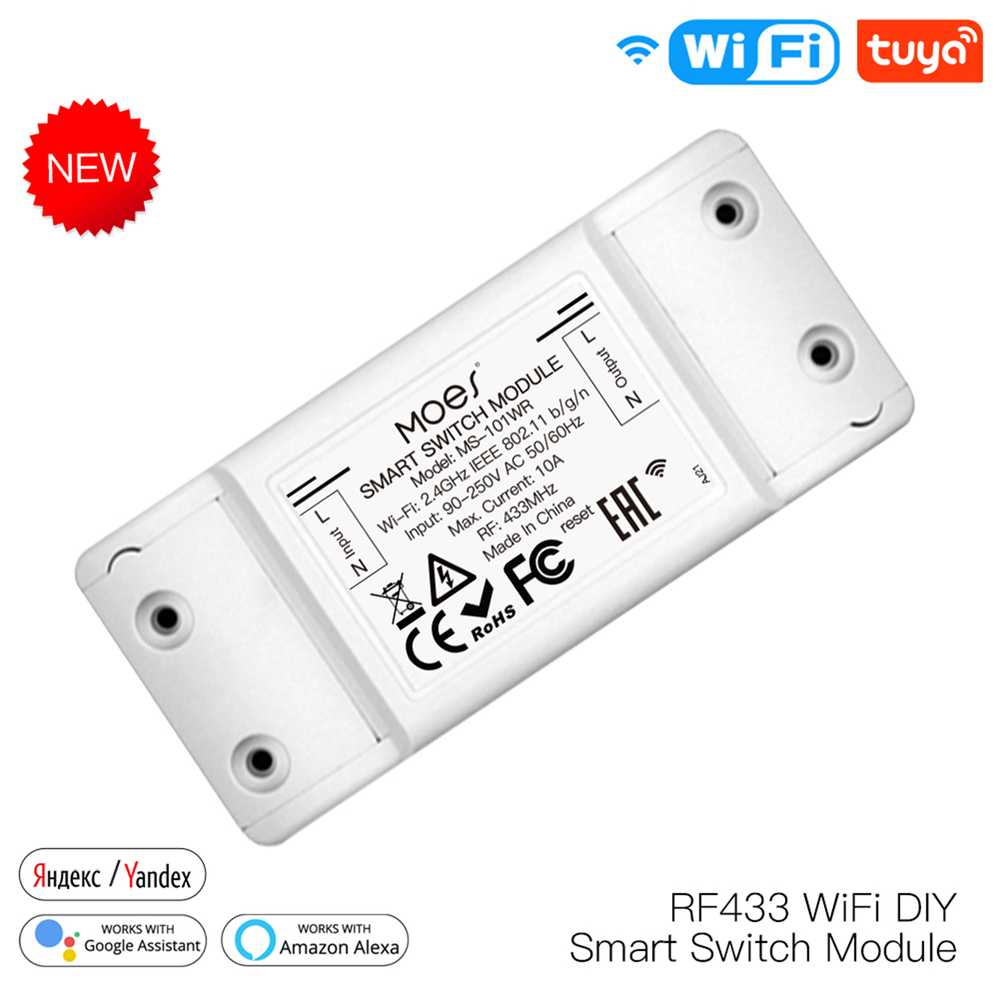 MeanWell Interruttore WIFI + RF 433MHz 10A WIFI 2.4G, RF 433MHz TUYA, Smart Life 10A AC 90-250V 50/60HZ 2200W-SH101WR