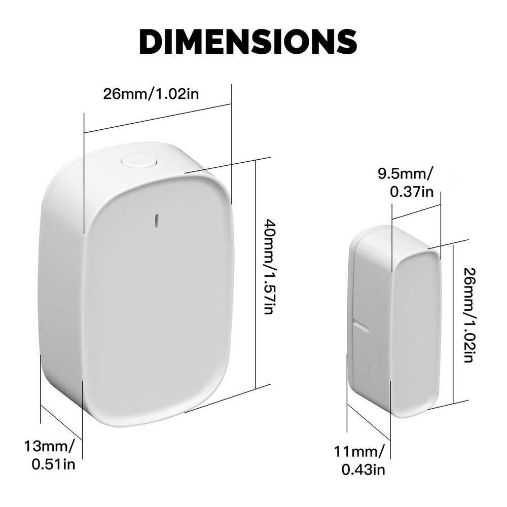 MeanWell Mini Sensore Magnetico ZigBee Per Porta e Finestra Protocollo ZigBee 3.0 TUYA, Smart Life  3V Con Pile CR2032-SHZ3429