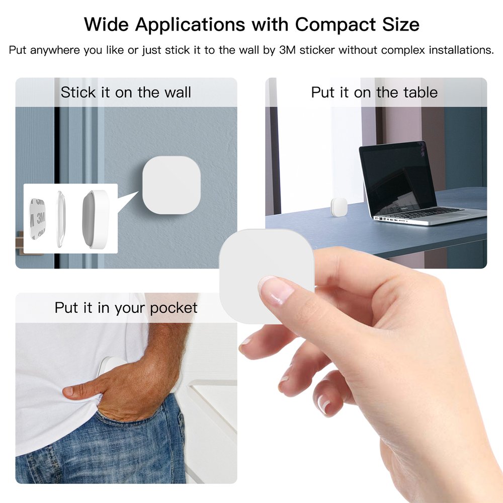 MeanWell Telecomando Interruttore ZigBee Magnetico Slim Quadrata Protocollo ZigBee 3.0 TUYA, Smart Life  3V Con Pile CR2032-SHZ3544