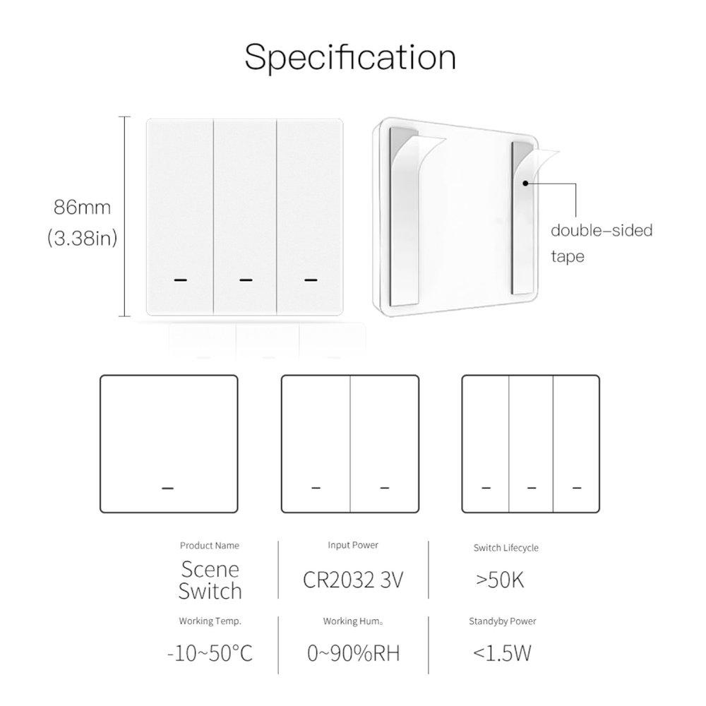 MeanWell Telecomando Interruttore ZigBee 1 Tasto Protocollo ZigBee 3.0 TUYA, Smart Life 3V Con Pile CR2032