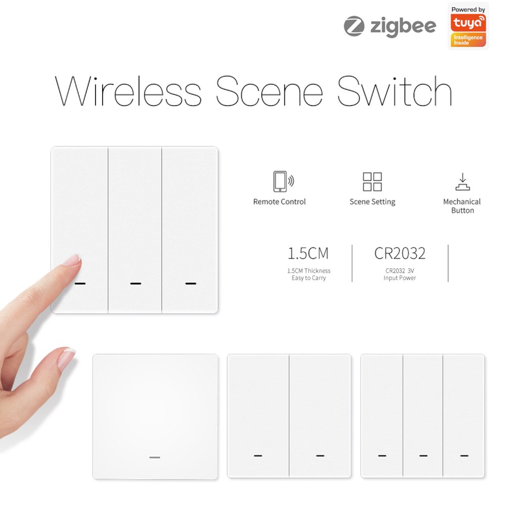 MeanWell Telecomando Interruttore ZigBee 2 Tasti Protocollo ZigBee 3.0 TUYA, Smart Life 3V Con Pile CR2032