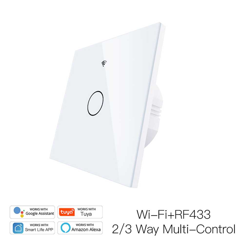 MeanWell Interruttore Da Parete Touch WIFI 2.4G Matter 1 Tasto TUYA, Smart Life,Apple Home, Google Home, Alexa, SmartThings 10A AC 90-250V 50/60HZ Bianco 86X86X30mm IP20