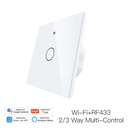 MeanWell Interruttore Da Parete Touch WIFI 2.4G Matter 1 Tasto TUYA, Smart Life,Apple Home, Google Home, Alexa, SmartThings 10A AC 90-250V 50/60HZ Bianco 86X86X30mm IP20