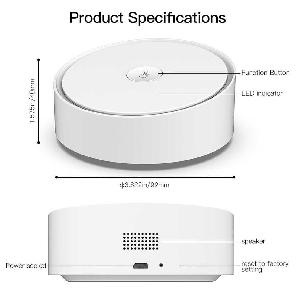 MeanWell Gateway ZigBee 3.0 + Bluetooth BLE Mesh + Allarme, Smart Life, 1A, 5V, 92X92X40mm, IP20, SHZ3302