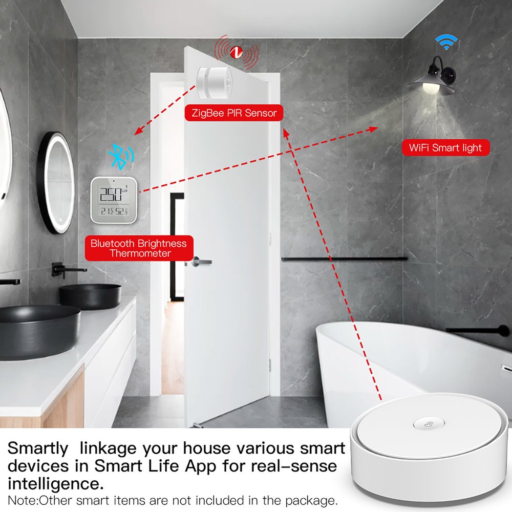 MeanWell Gateway ZigBee 3.0 + Bluetooth BLE Mesh + Allarme, Smart Life, 1A, 5V, 92X92X40mm, IP20, SHZ3302