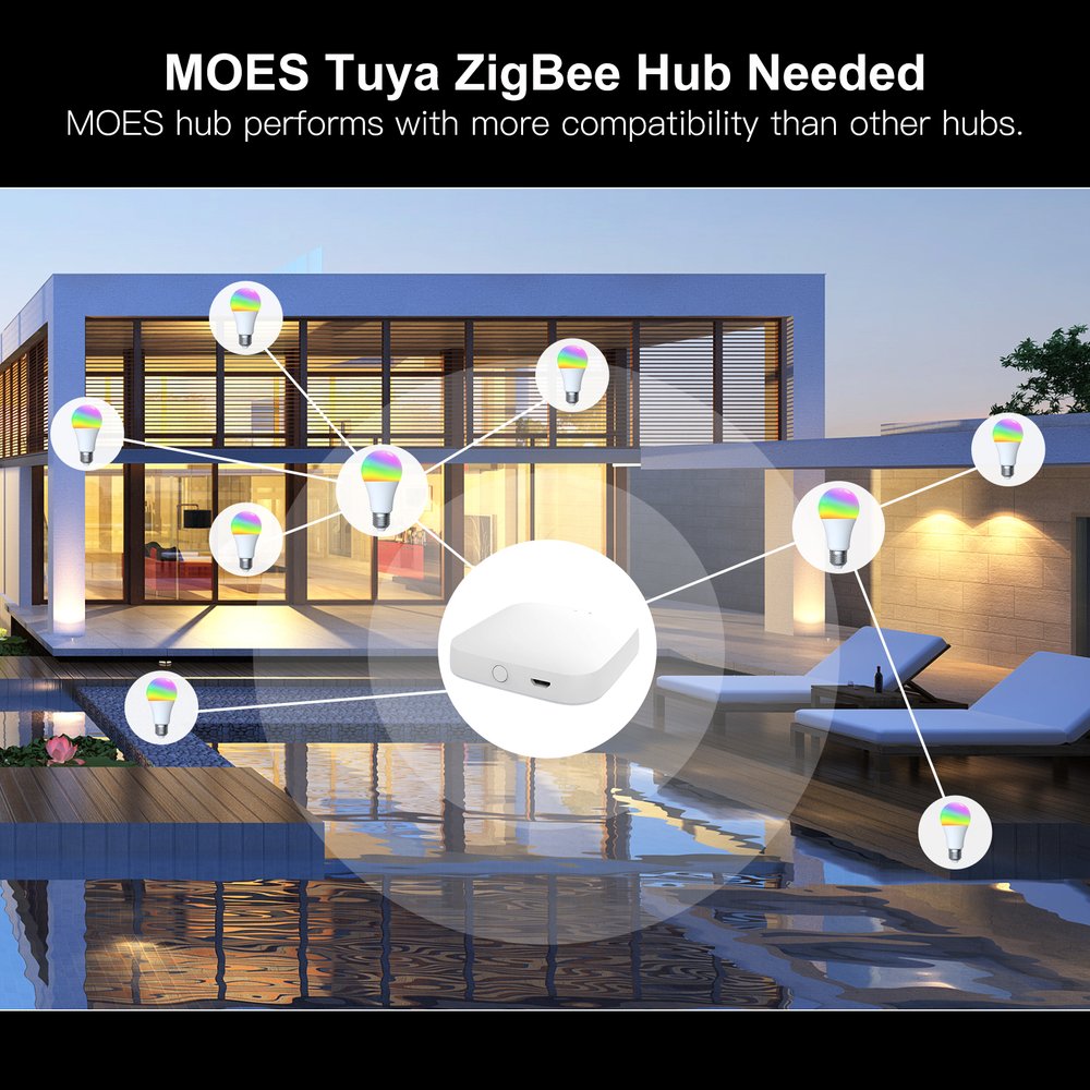 MeanWell Lampada Led E27, ZigBee 3.0, RGB+CW, TUYA, Smart Life, AC 90-250V, 50/60HZ, 9W, 60X117mm, IP20, SHZ62709