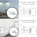 MeanWell Interruttore WIFI 2.4G+BLE+RF 433MHz, 2 Canali, Bluetooth BLE Mesh TUYA, Smart Life, 10A, AC 90-250V, 50/60HZ, 2200W, 53X48X18mm, IP20, SHB104B