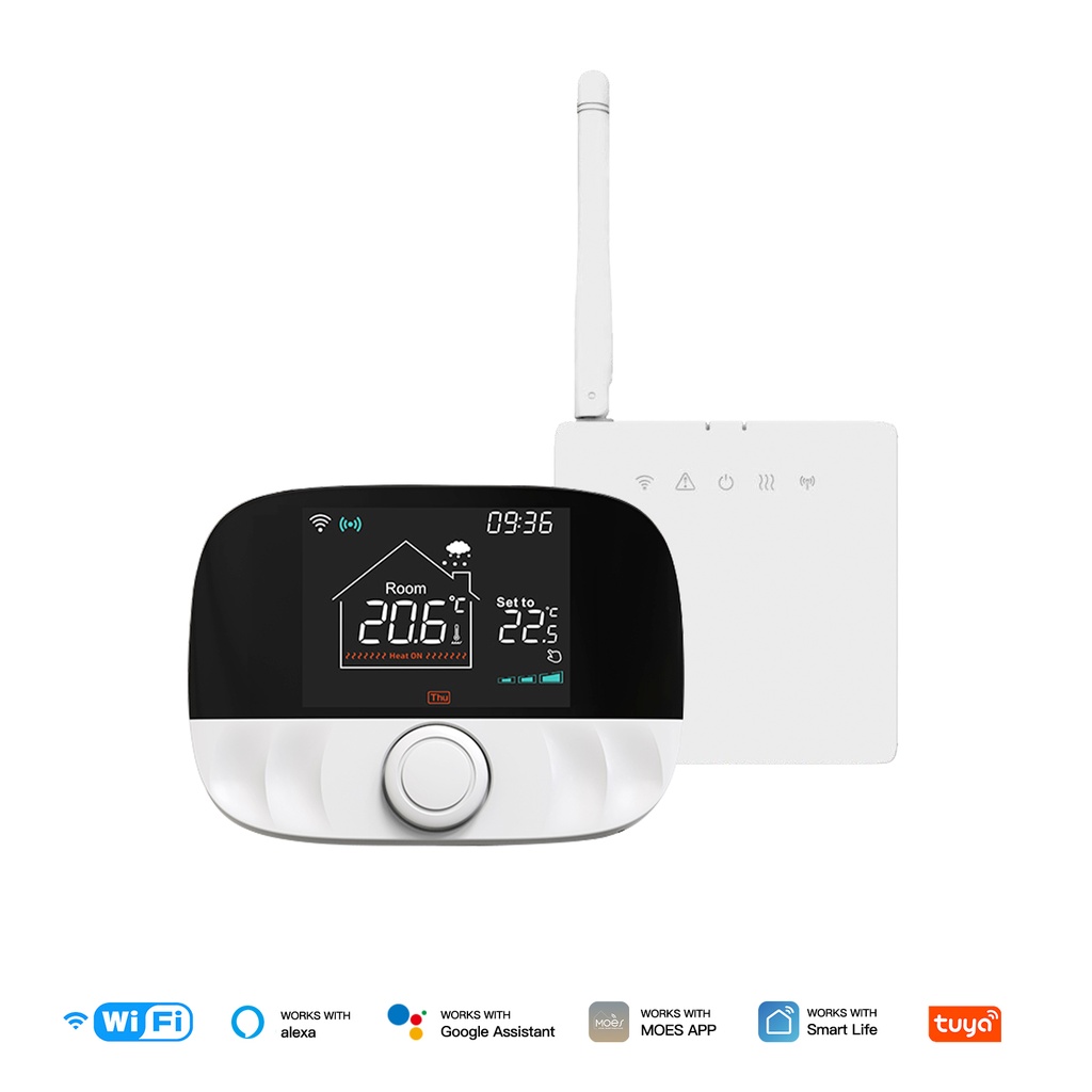 MeanWell Termostato WIFI + RF Protocollo WIFI 2.4G + RF 433MHZ TUYA, Smart Life Riscaldamento Caldaia a Gas,Riscaldamento Pavimento Con Acqua 5A 95-240V 50/60Hz IP20