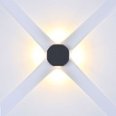 Applique Lampada LED da Muro Palla Sferica 4X1W 3000K Carcassa Nera Illuminazione 4 Lati IP65 SKU-8553