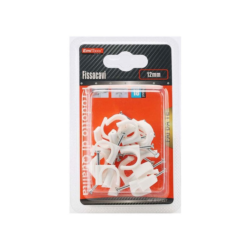 18 Pezzi Fermacavo con Chiodo 12mm Clip per Cavi Fissacavi A Muro