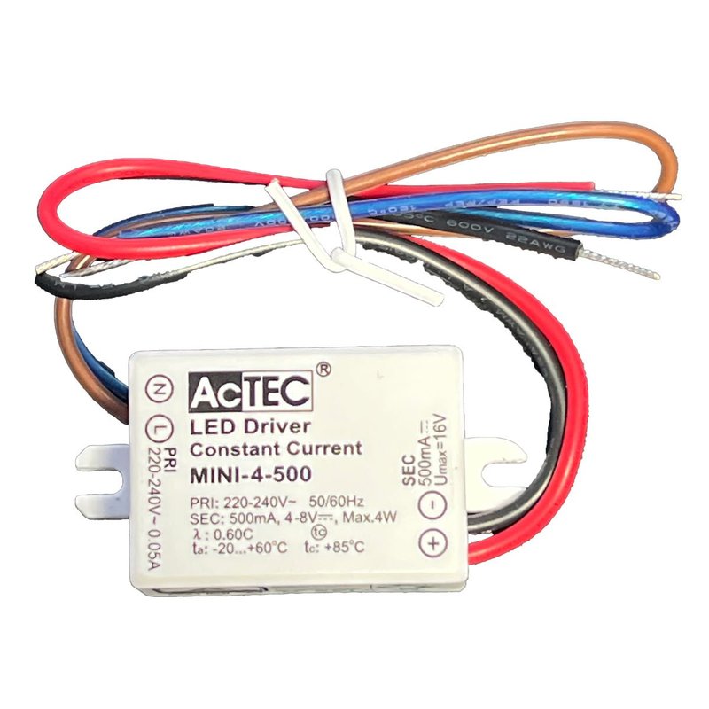 Mini Led Driver IP65 Corrente Costante 500mA 4V-8VDC 4W 48X38X21mm