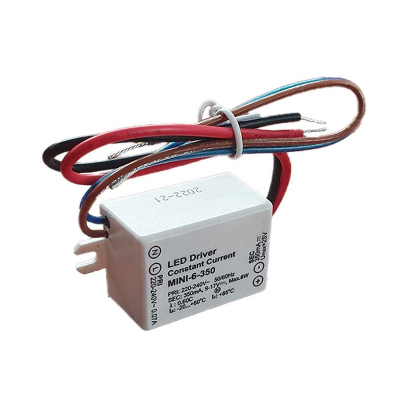 Mini Led Driver IP65 Corrente Costante 350mA 9V-17VDC 6W 48X38X21mm