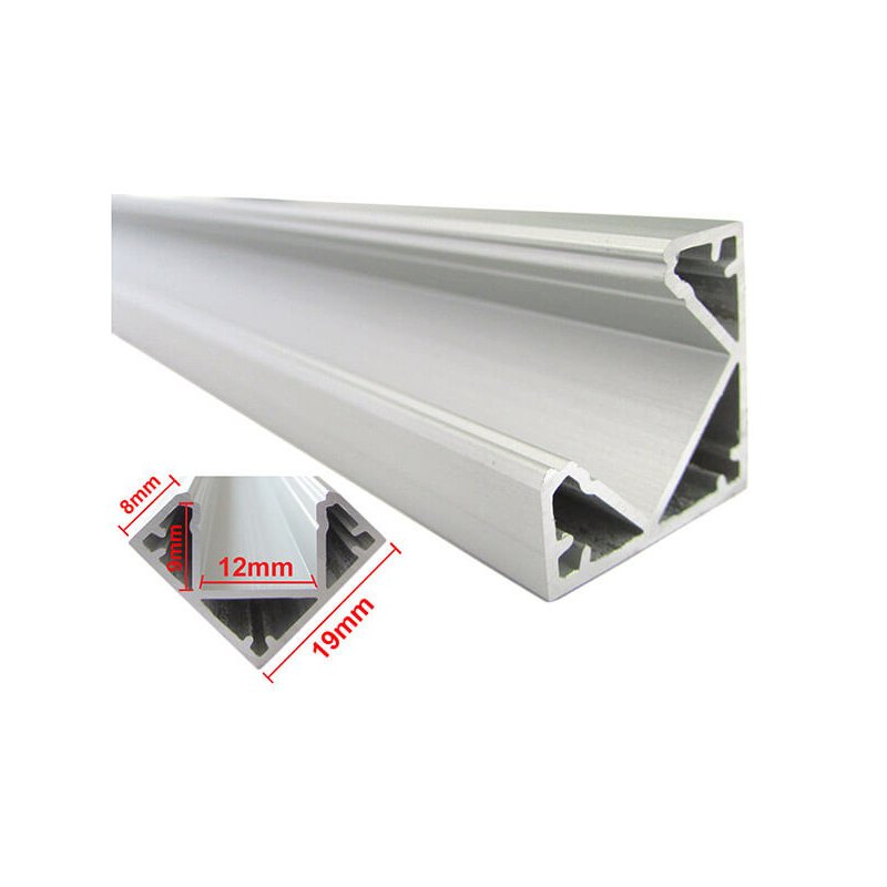 3 Metri Profilo Canalina Barra Alluminio Led Anodizzato Angolare Corner Curva 90 Gradi Per Strip Led Fino a 12mm