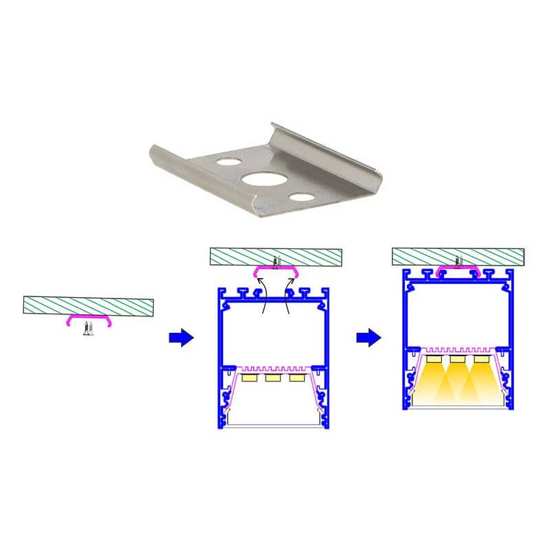 Clip Gancio Per Fissaggio A Soffitto e Muro Del Profilo Alluminio BA5570 BA0006 BA5570W BA5570B