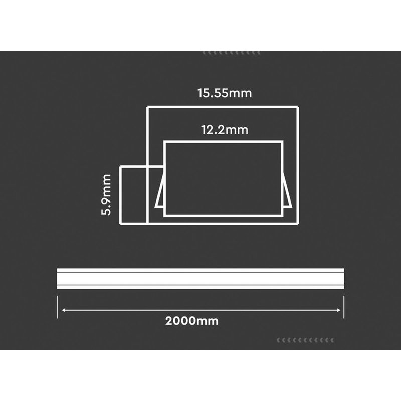 Profilo Alluminio Standard 16X7mm Completo Di Copertura Satinata Tappi Gancio 2 Metri SKU-3370