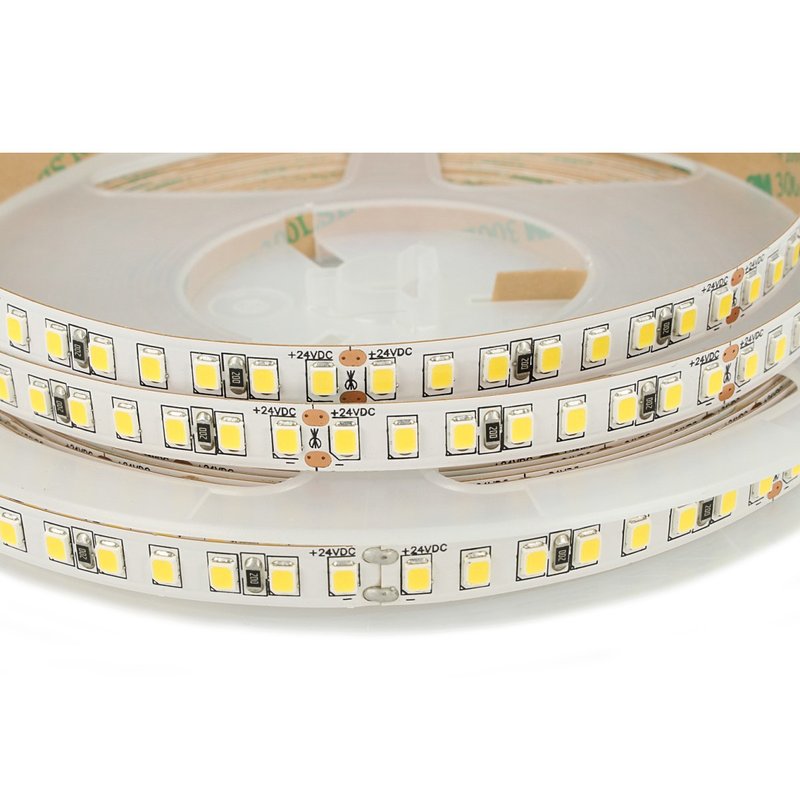 24V Bobina Led Da 10 Metri IP20 3000K 12W/M 1600 smd 2835 2000 LM/M Passo 8mm