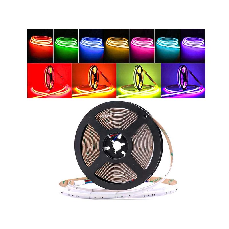 24V Bobina Striscia Led COB RGB 15W/M 5 Metri No Puntini Luce Continua Uniforme