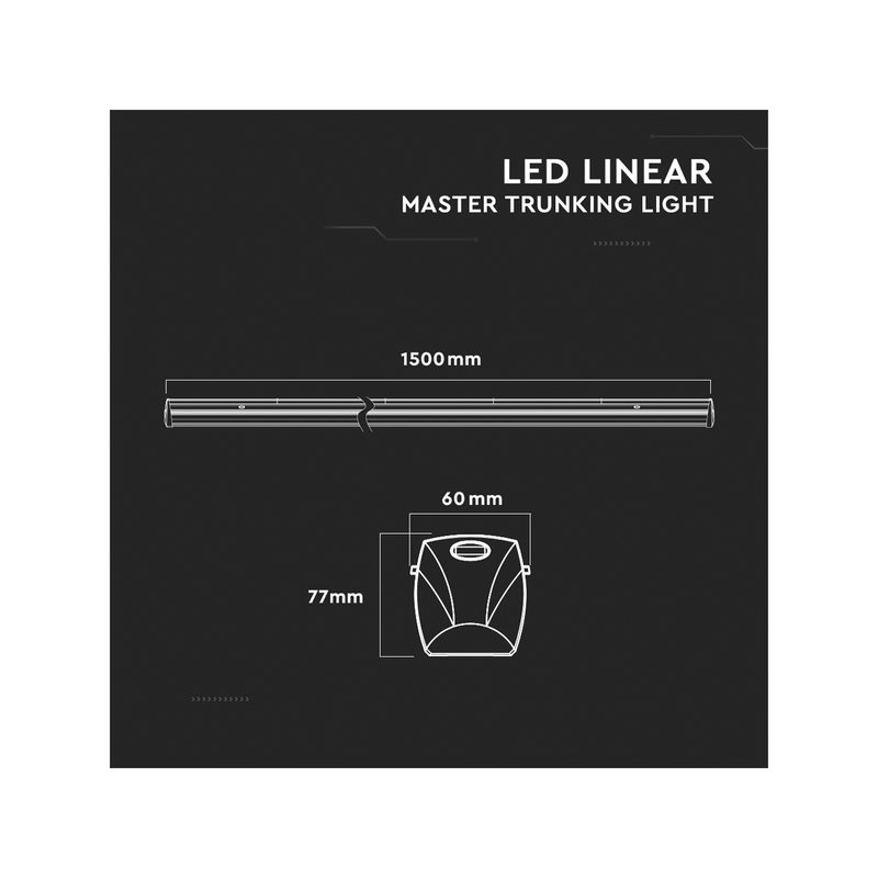 Plafoniera LED Lineare A Sospensione Master 50W 150cm Lente Opale 120 Gradi 4000K IP20 Dimmerabile SKU-1361