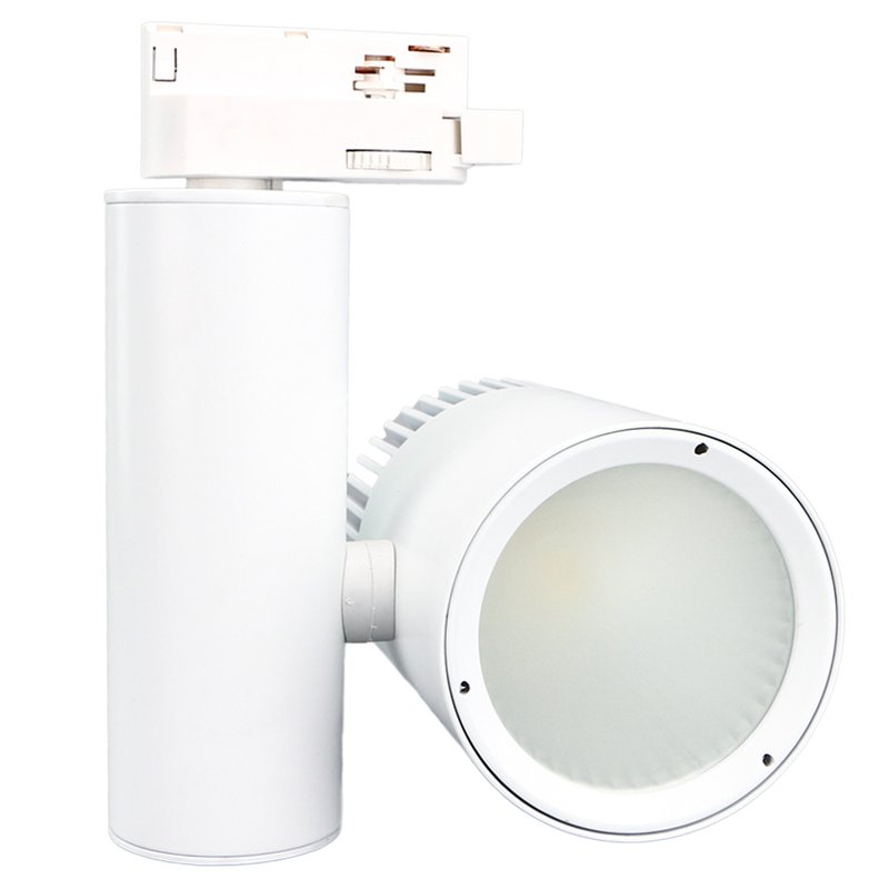 Faro Lampada Led A Binario 30W Mono Fase CCT CRI 90 Carcassa Bianca 2700K 4000K 6000K 3 In 1 Luce Stretta 24 Gradi