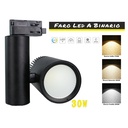 Faro Lampada Led A Binario 30W Mono Fase CCT CRI 90 Carcassa Nera 2700K 4000K 6000K 3 In 1 Luce Stretta 24 Gradi