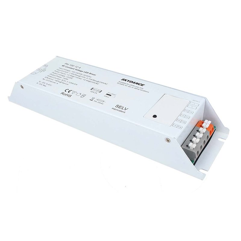 Alimentatore Dimmerabile CV 12V 150W 4 Canali Con Pulsante N.O. e Telecomando RF 2.4G Per Striscia Led PH-150-12-4