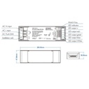 Alimentatore Dimmerabile CV 12V 150W 4 Canali Con Pulsante N.O. e Telecomando RF 2.4G Per Striscia Led PH-150-12-4