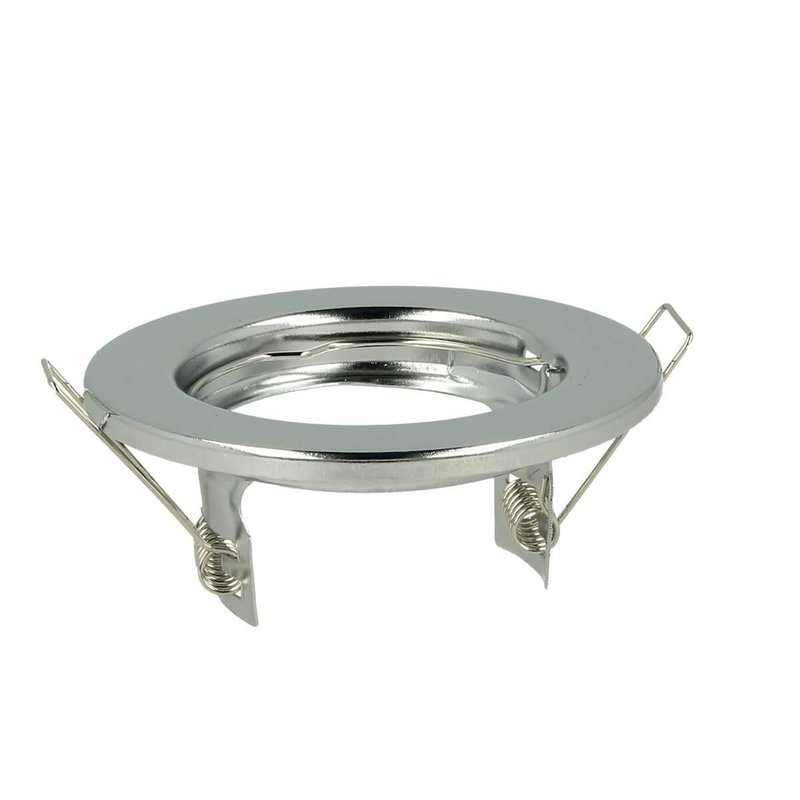 2 PZ Porta Faretti Led GU10 MR16 Rotondo Fisso Con Molla Cromato Spotlight Fitting SKU-3586