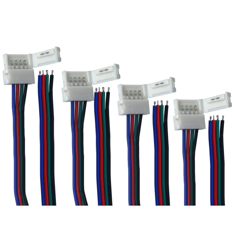 4 PZ Connettore 10mm Per Chiudere Striscia Led Smd RGB 5050 Senza Saldare