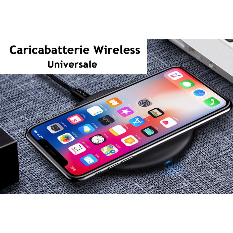 Caricabatterie Wireless Veloce Black 10W Slim QI