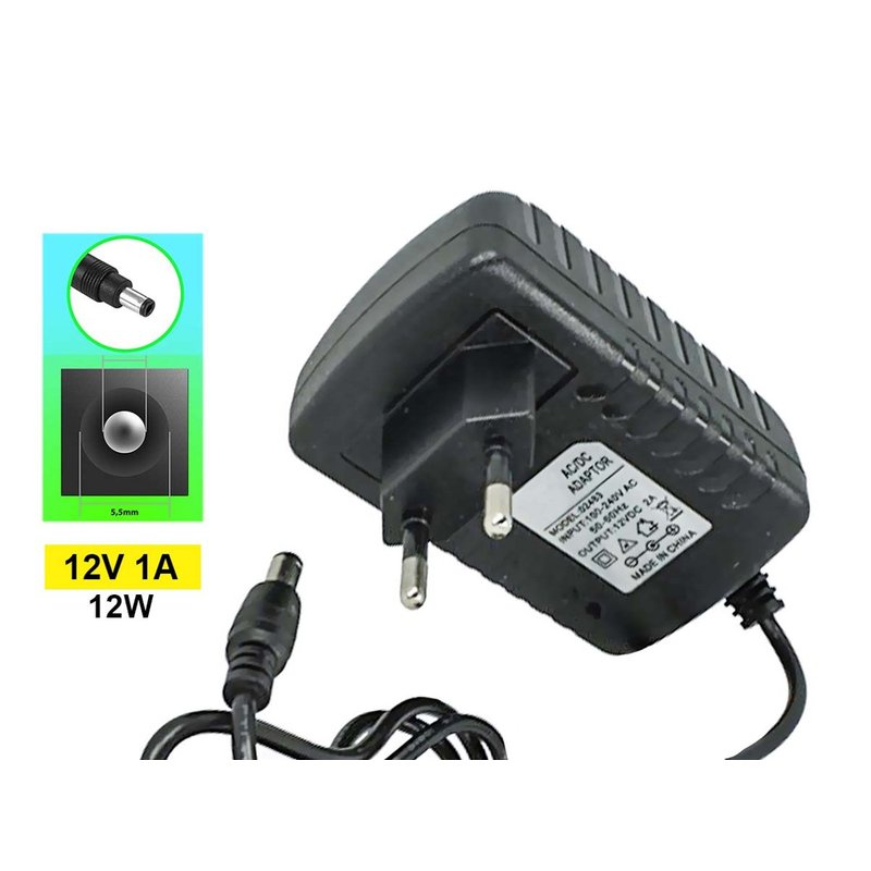 Trasformatore Alimentatore 12W CV 12V 1A Con Spina UE da Presa Casa AC220V a DC 12V 1A