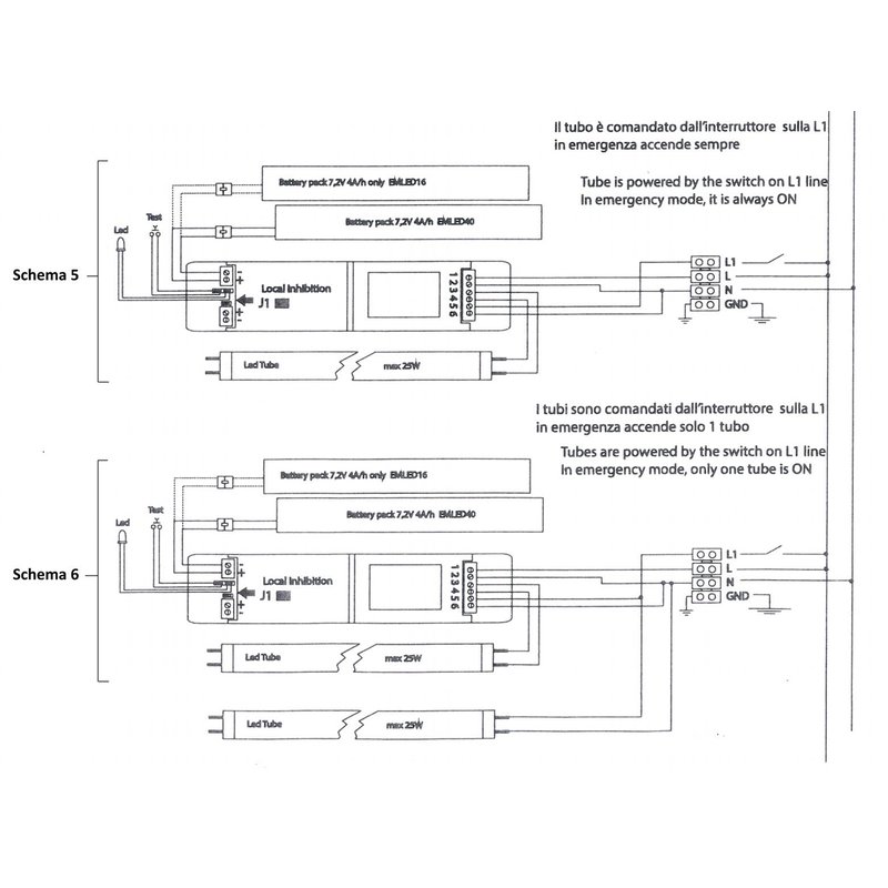 Kit Sistema Di Emergenza A Led 25W 220V 3 Ore