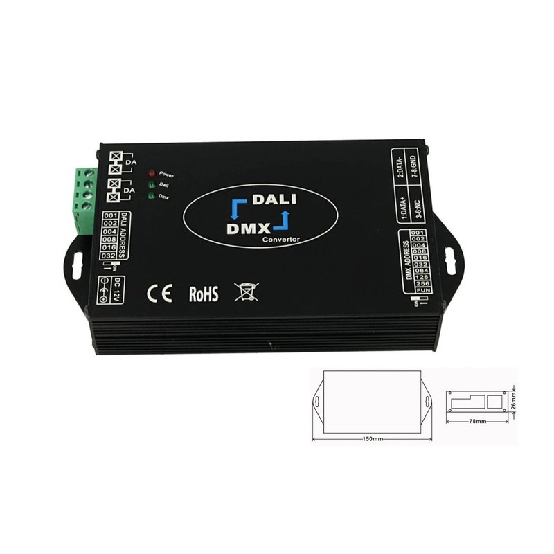 Convertitore Segnale Trasforma Da DMX a DALI e Da DALI a DMX 12V 24V 36V 48V