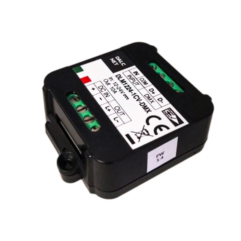 Dalcnet DLM1224-1CV-DMX Led Dimmer Bus DMX512 12V 24V 10A Pulsante N.O. 0/1-10V Potenziometro