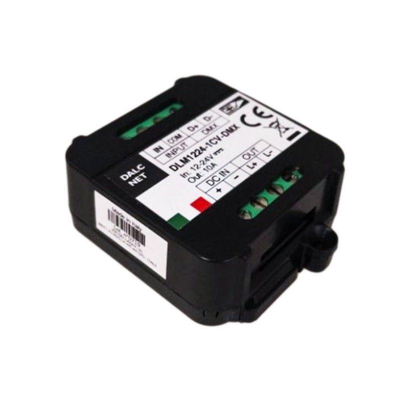 Dalcnet DLM1224-1CV-DMX Led Dimmer Bus DMX512 12V 24V 10A Pulsante N.O. 0/1-10V Potenziometro