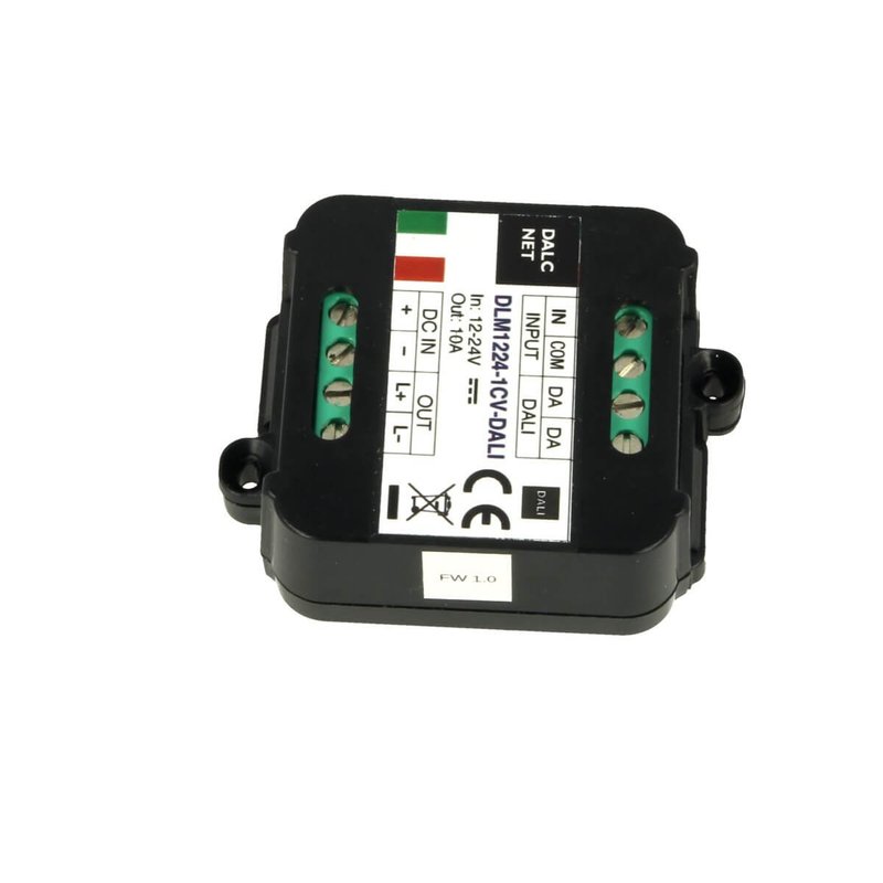 Dalcnet DLM1224-1CV-DALI Led Dimmer Bus DALI 12V 24V 10A Pulsante N.O. 0/1-10V Potenziometro