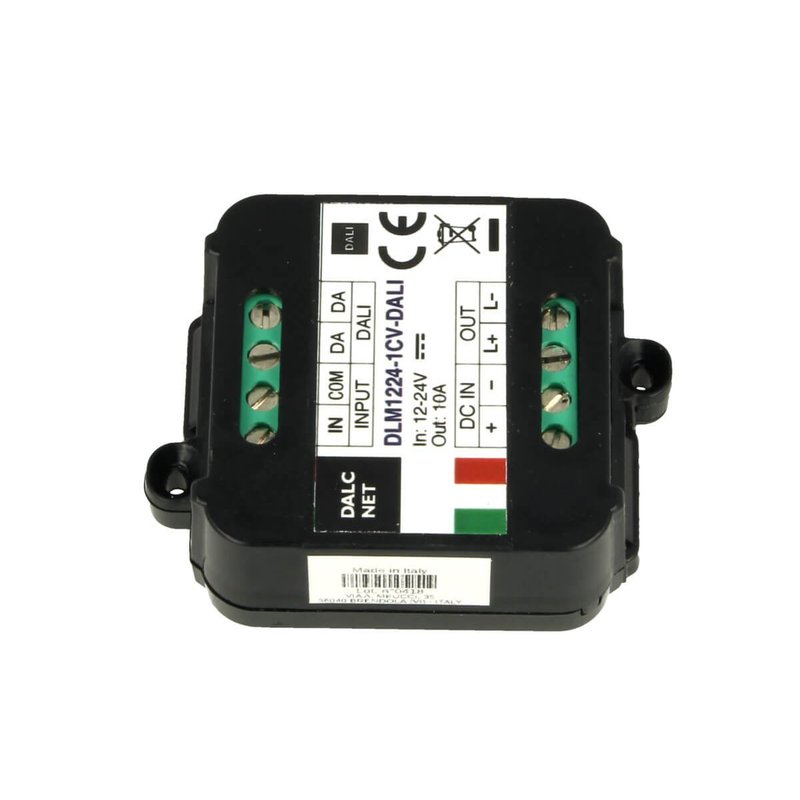 Dalcnet DLM1224-1CV-DALI Led Dimmer Bus DALI 12V 24V 10A Pulsante N.O. 0/1-10V Potenziometro