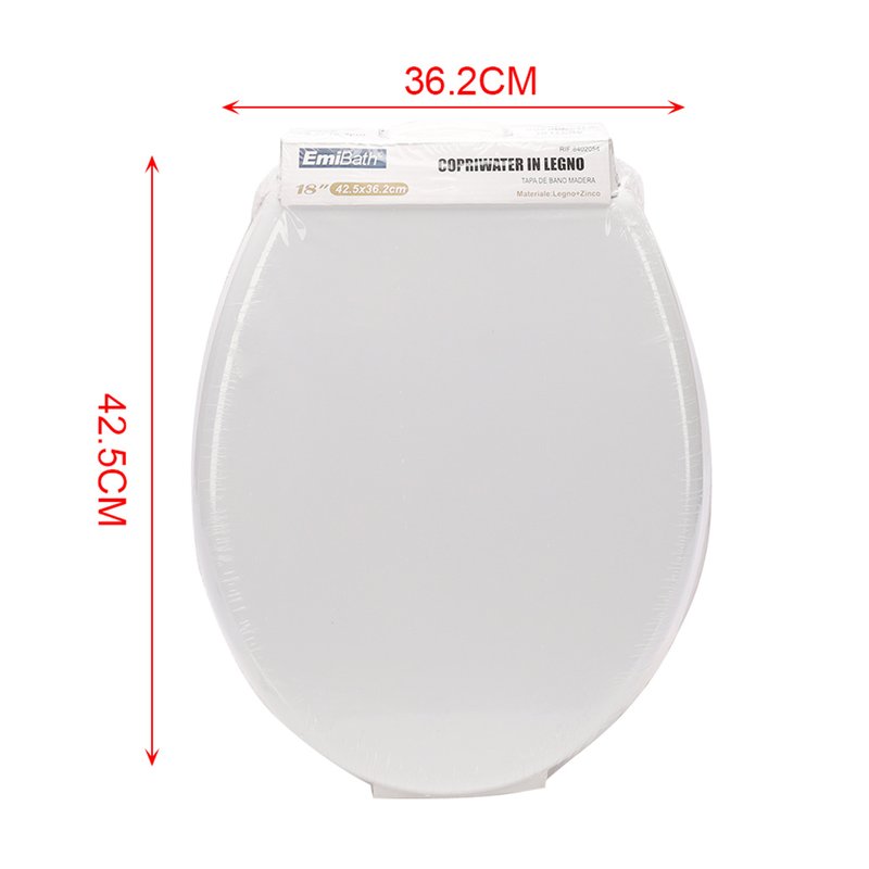 Sedile WC Copriwater Universale In Legno Forma O 18'' 425X362mm Distanza Fori 135-185mm