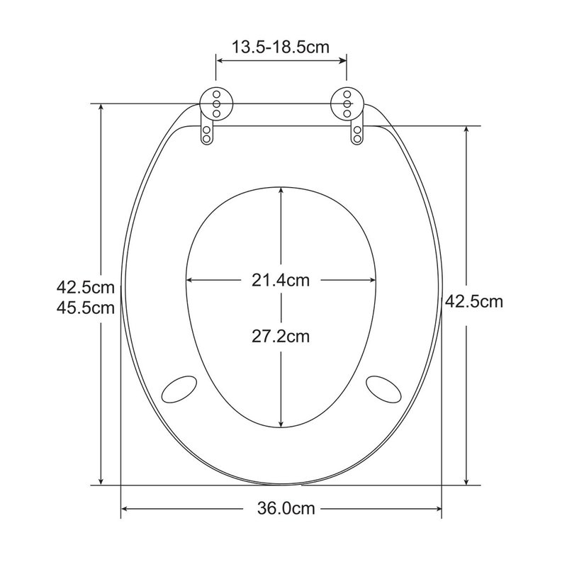 Sedile WC Copriwater Universale In Legno Forma O 18'' 425X362mm Distanza Fori 135-185mm