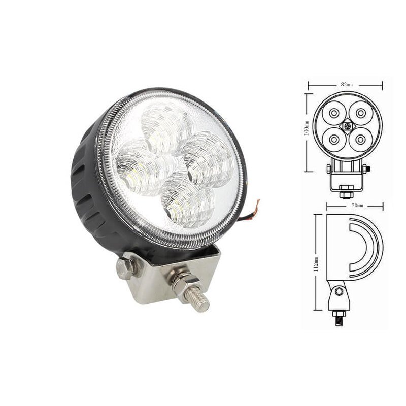 Fanale Rotondo Luci Diurne A Led Work Light Faro Da Lavoro 12V 24V 12W (4X3W) IP67 Bianco