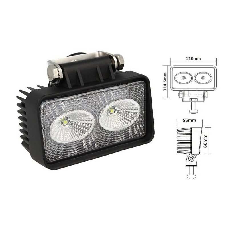 Fanale Rettangolare Luci Diurne A Led DRL Work Light Faro Da Lavoro 12V 24V 20W (2X10W) Cree IP67 Bianco