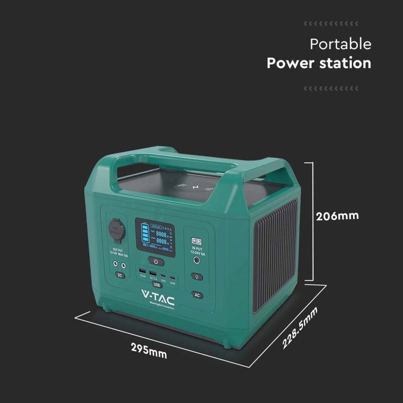 Power Station Portatile con Batteria di Accumulo LiFePO4 576Wh AC:220V 600W (Max. 1000W) con 2 Prese Schuko Ricaricabile con Cavo di Alimentazione o Pannello Solare Fotovoltaico Portatile SKU-11626