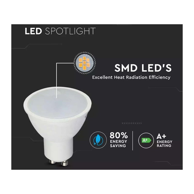 3 PZ Lampada Led GU10 5W 220V 110 Gradi Bianco Neutro 4000K Diffusore Opale SKU-217270