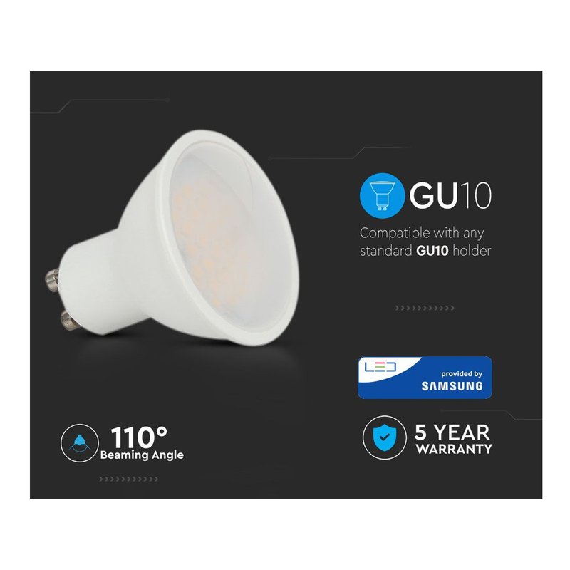 Lampada Led GU10 10W 1000LM 220V 110 Gradi Caldo 3000K Diffusore Opale Chip Smd Samsung Garanzia 5 Anni SKU-21878