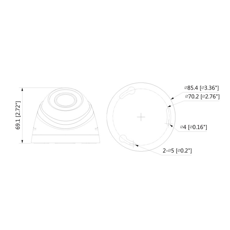 Telecamera Analogica Dome 720P 1MP Ottica Fissa 2.8mm IP67 DC12V HDCVI Smart IR Carcassa Plastica DAHUA HAC-HDW1000RP