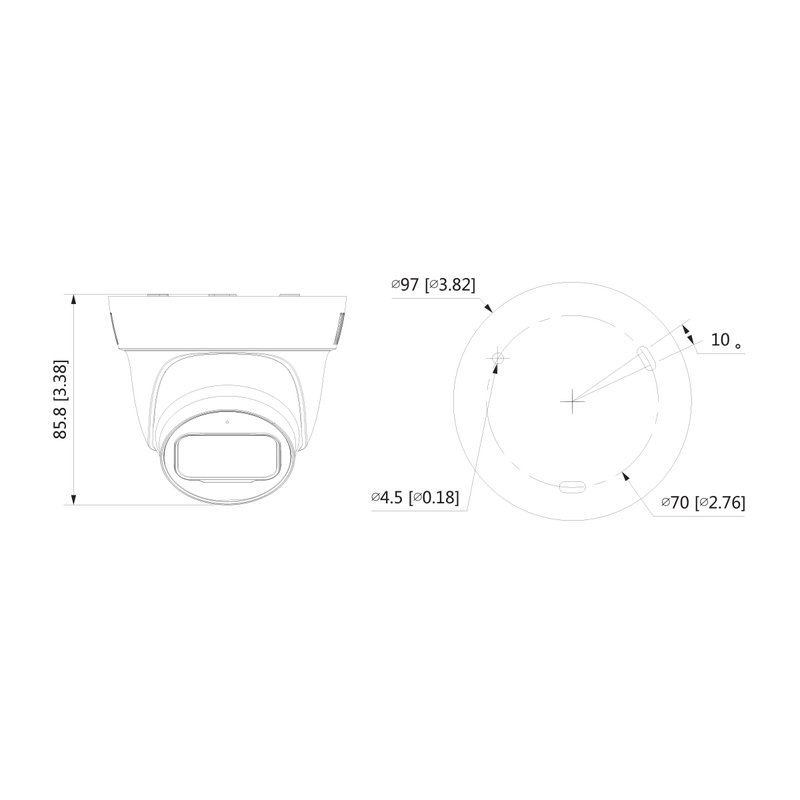 Telecamera Analogica Dome 1080P 2MP Ottica Fissa 2.8mm IP67 DC12V HDCVI IR Eyeball CVI CVBS AHD TVI DAHUA HAC-HDW1200TLP