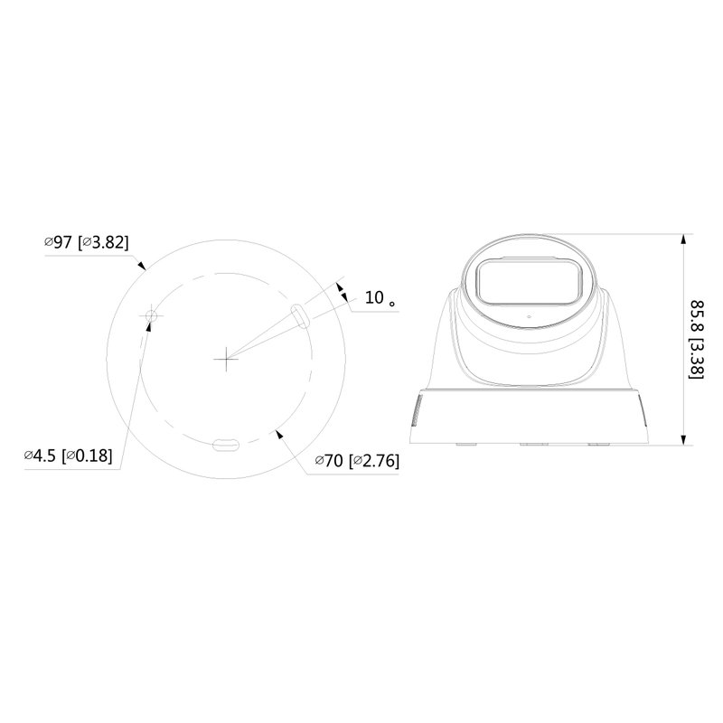 Telecamera Analogica Dome 4K 8MP Ottica Fissa 2.8mm HDCVI IR Eyeball IP67 DC12V DAHUA HAC-HDW1801TL